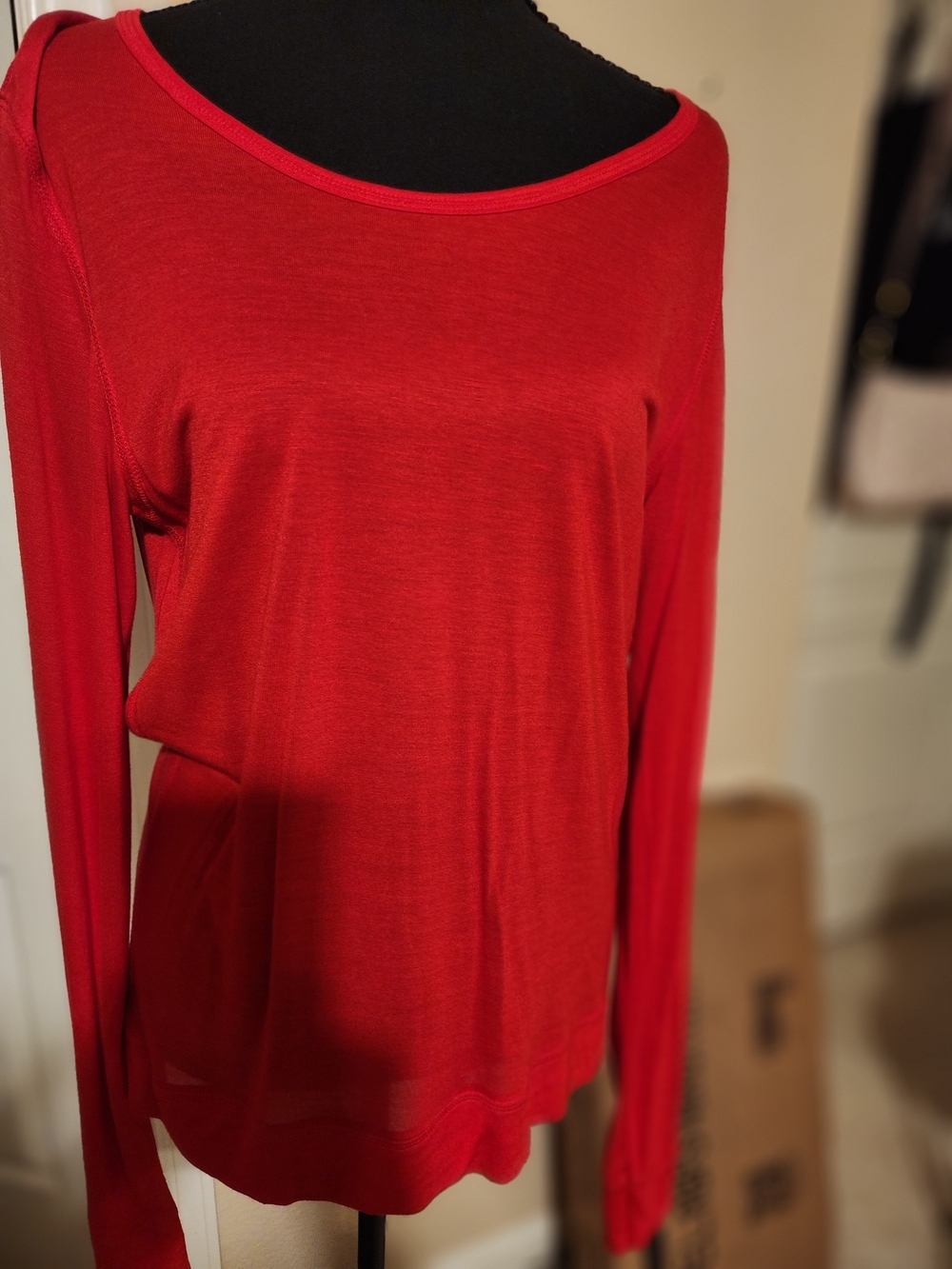 Express Red Long-Sleeve Scoop Neck Top